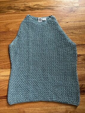 Vintage Anne Klein lavender/periwinkle 100% cotton knitted M/S Hong Kong